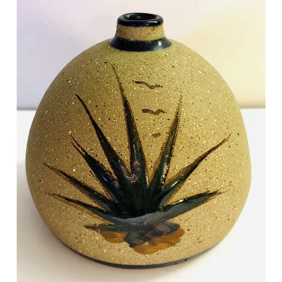 Vintage Tonala Mexican Pottery Folk Art Mother&Child Donkey Star Signed Bud Vase - Picture 3 of 7